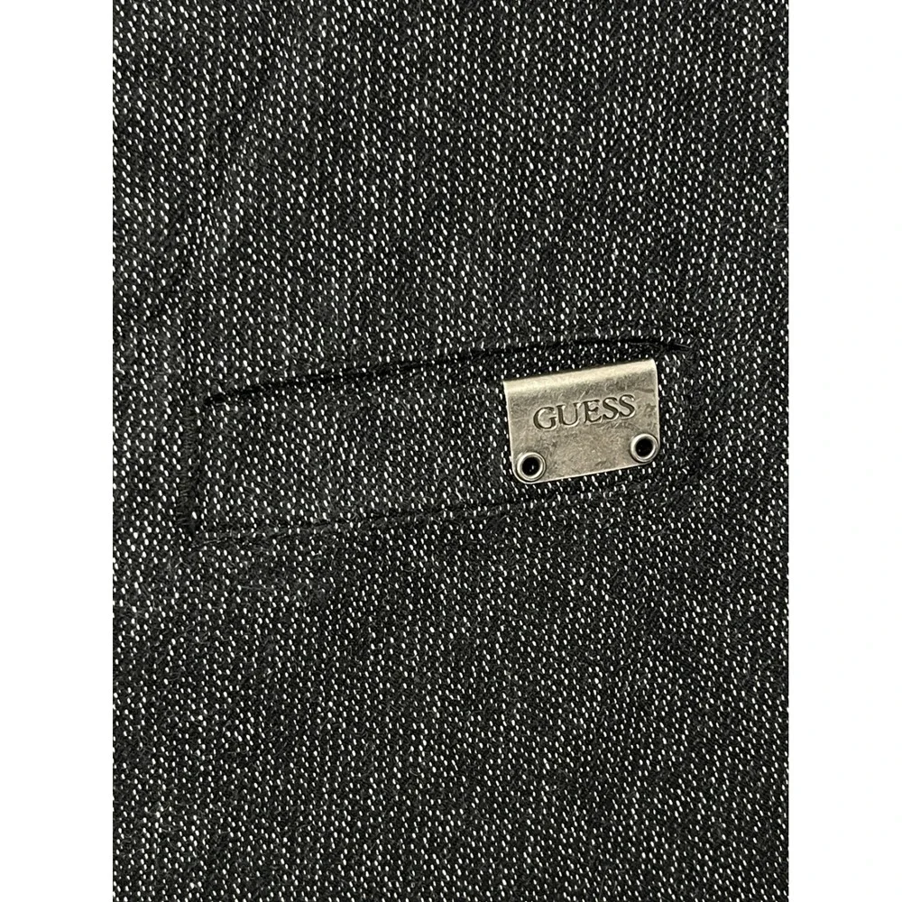 Guess Mens Vest Grey Black Textured Button Front Cinch Back L Preppy Casual